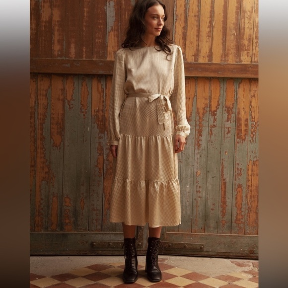 FRNCH Like New Adda Midi Dress, Tiered, Ruffled, Prairie‎ Style, size Large - Picture 1 of 13